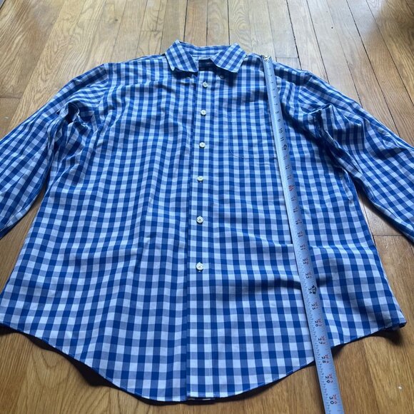Brooks Brothers Size L Blue White Check Non Iron Supima Cotton Button Up Shirt - Picture 7 of 12